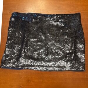 Haute Hippie mini skirt Large navy blue sequin silk lined party festival holiday